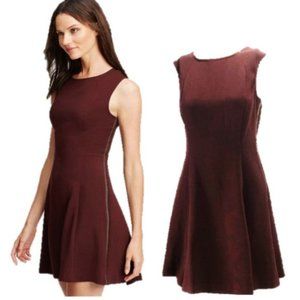 Ann Taylor Plum Fit & Flare Dress Leather Braiding